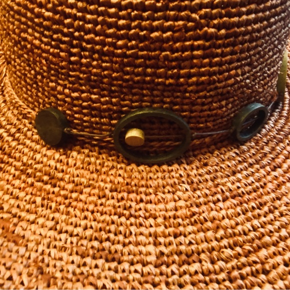 Anthropologie hand woven rust color wide brim hat - Picture 6 of 10